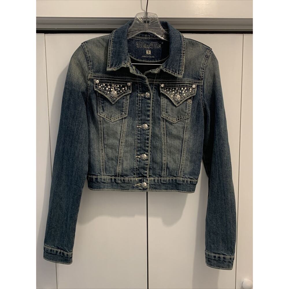 MISS ME Cropped Denim Jean Jacket ~ā Size Juniors Small S ~ Style JJ5788A, MK127